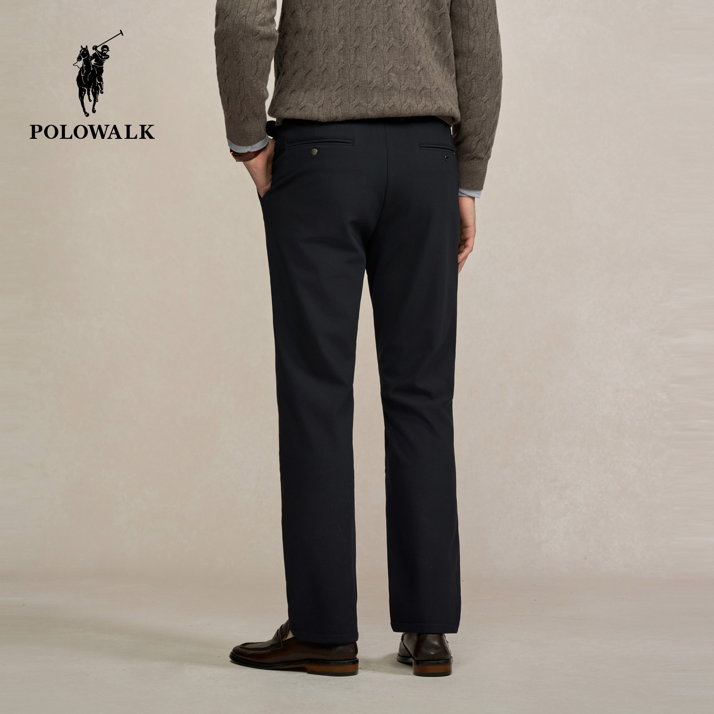 POLOWALK男式休闲裤2025秋冬裤新品商务通勤直筒加绒柔软长裤子男,淘宝优惠券,粉丝福利购,淘宝优惠卷