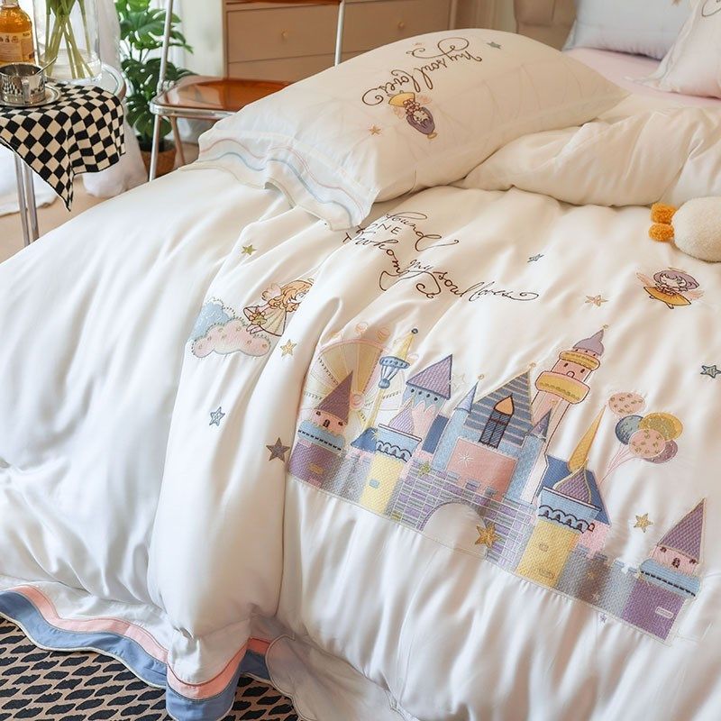 进口120支LF兰精天丝重工高精密绣花拼接床单贴边四件套丝滑裸睡,淘宝优惠券,粉丝福利购,淘宝优惠卷