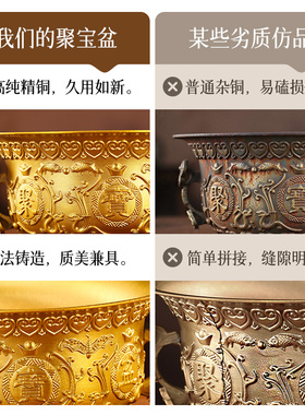 纯铜聚宝盆招财家用装饰摆件