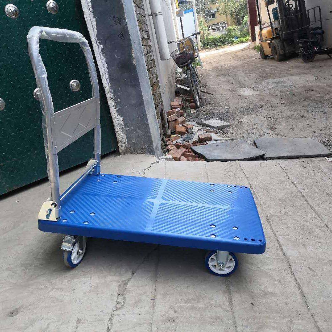 55*85塑料折叠手推车静音搬运车家用平板车快递小拉车三轮车 - 图0