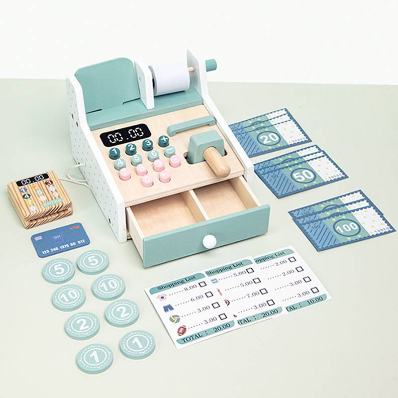 Cross-border children's educational simulation cash register play house supermarket shopping baby educational early education wooden toy set
