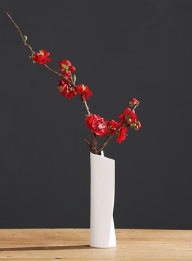 仿真竹子摆件中式假花陶瓷花瓶装茶室茶几桌面绿植紫竹绢花叶子