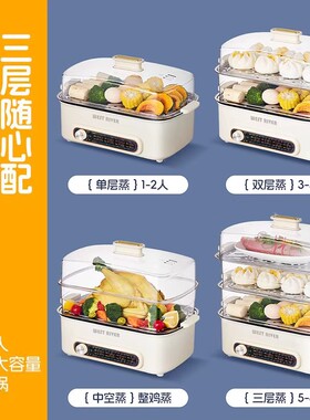 德国多功能电蒸锅大容量全自动可预约定时火锅一体通用智能早餐机