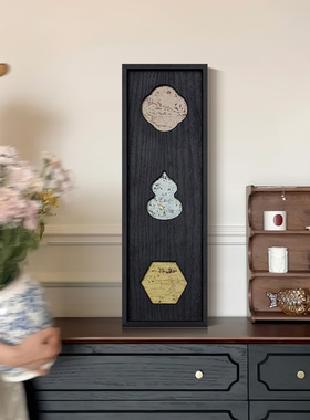 《富贵花窗》新中式桌面摆件摆画立体玄关装饰画金箔中古风挂画