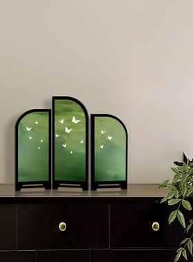 中古风绿色飞燕桌面客厅屏风摆件画法式餐厅餐边柜斗柜装饰品摆画