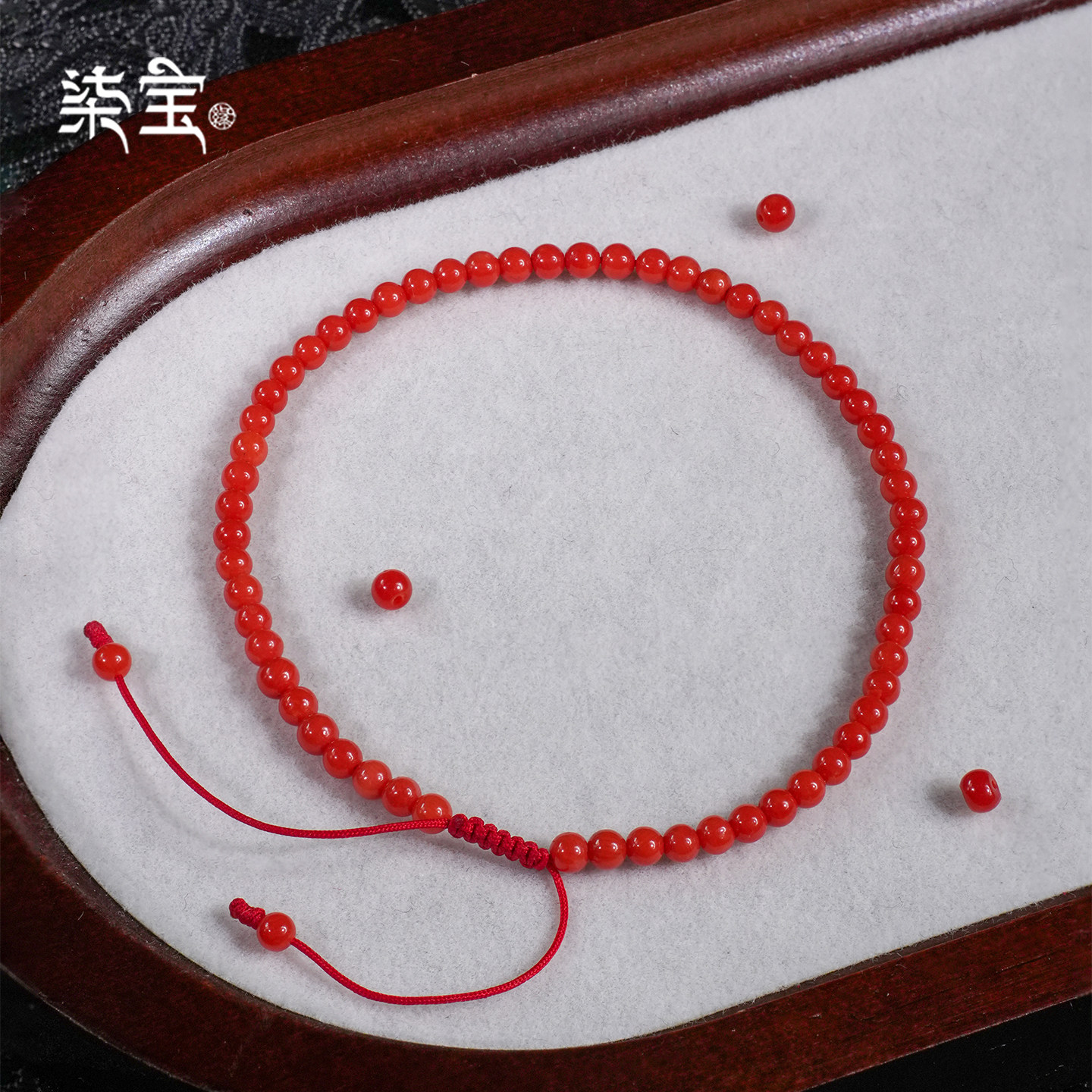 七宝缘琼枝天然真品沙丁珊瑚圆珠手串新款女士珊瑚简约素圈手链,淘宝优惠券,粉丝福利购,淘宝优惠卷