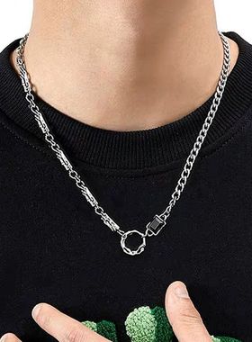 项链男高级感痞帅小众潮牌毛衣链男生女简约百搭嘻哈钛钢男款配饰