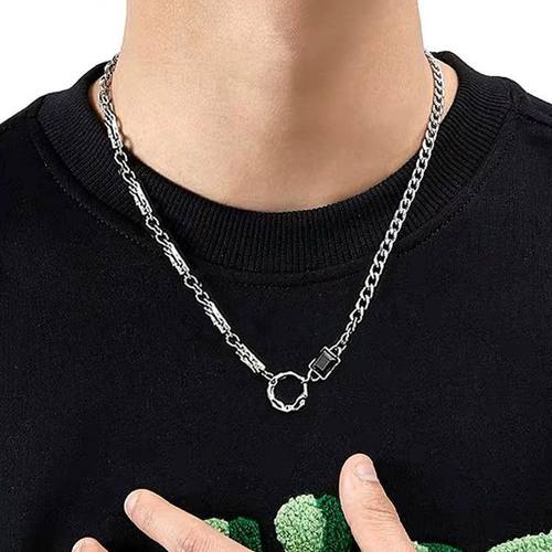 项链男高级感痞帅小众潮牌毛衣链男生女简约百搭嘻哈钛钢男款配饰 - 图1