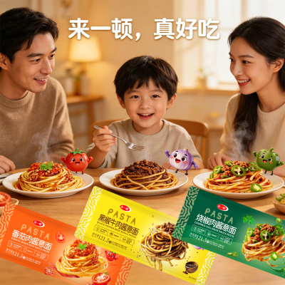 来一顿烧椒番茄黑椒肉酱意大利面