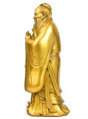 纯铜孔子雕像摆件书房办公室家居装饰品工艺品孔夫子 铜像礼物