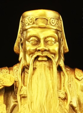 纯铜土地公土地婆神像摆件一对鎭宅福德正神佛像家用供奉大号