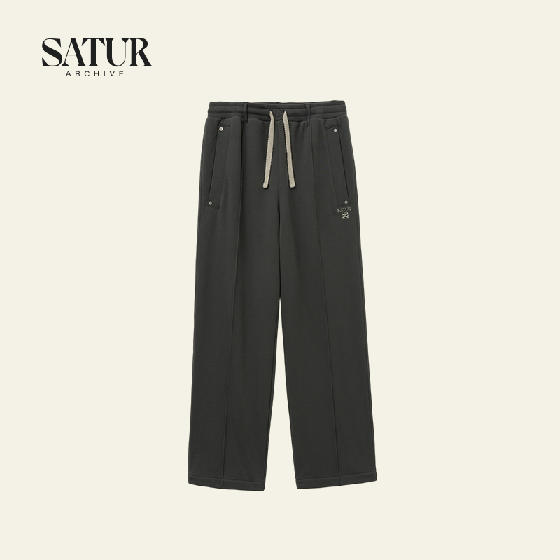 SATUR ARCHIVE2025秋冬新款刺绣松弛舒适宽松版型运动裤 - 图0