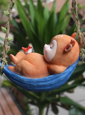 花园阳台装饰吊件可爱动物小鹿户外庭院顶楼民宿布景观摆件树挂件