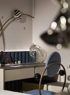 E-Pin 逸品家居蓝色儿童太空行星书房套组摆件装饰软装星球地球仪