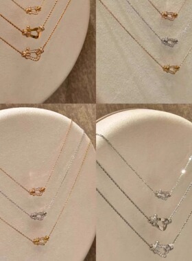 马蹄扣项链女18K玫瑰金大小号航海扣锁骨链男高级感轻奢小众设计