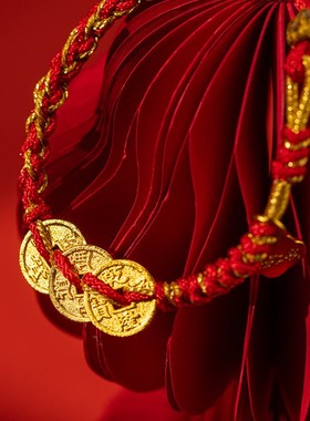 朱炳仁铜 乾道嘉五帝钱手链钱串子编织红绳手绳妇女节礼物送女友