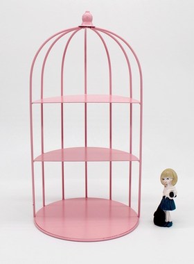 欧式铁艺鸟笼点心架婚庆甜品台蛋糕架下午茶白粉色多层展示架