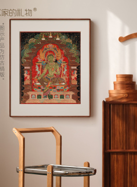 唐卡-绿度母版画客厅装饰画