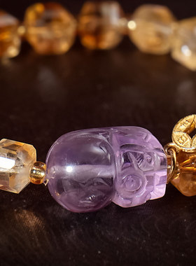 【五台山禅物院】貔貅报财黄晶手链本命年转运珠文创礼物