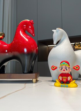 新中式马上有钱陶瓷摆件高级感招财办公室客厅电视柜酒柜桌面装饰