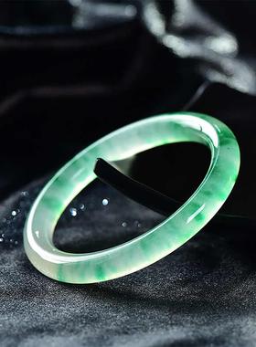 运仕精选冰透飘花手镯女2025新款高级感轻奢小众玉镯子送女友妈妈