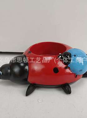 跨境瓢虫摆件可爱树脂七星瓢虫红色黄色蓝色庭院装饰设计 树脂摆