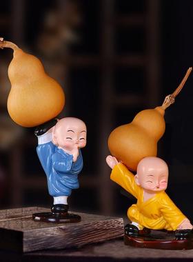 小和尚摆件客夫厅茶几尚公室书房办摆设小功和天然文S175玩手捻小