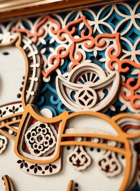 梯木玄叠雕创意关电视柜酒居柜桌面小轻摆IRK件客厅奢高档乔迁新