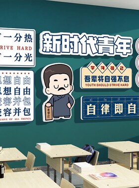 新青年黑c板报装饰墙贴小学初高中班级文化墙学习标语教室布置贴