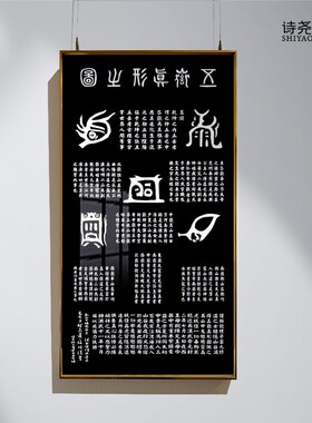 五岳真形图挂画金木水q火土镇宅挂墙中式装饰挂画客厅玄关装饰画
