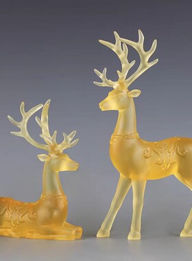 弗朗德办公室客厅玄关装饰琉璃梅C花鹿摆件店铺乔迁送礼开业礼品