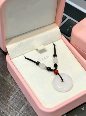 精工平安扣吊坠项链手编项链绳黑绳编织可调节锁骨链情侣礼物