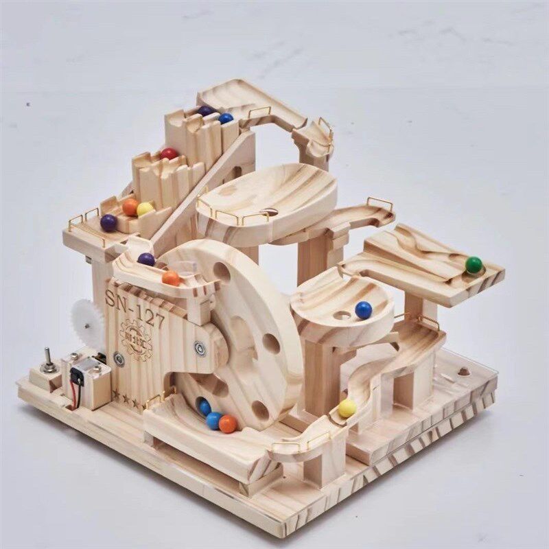 益智拼装模型高难度电动木质机械滚珠积木男M女孩DIY手工玩具礼物,淘宝优惠券,粉丝福利购,淘宝优惠卷