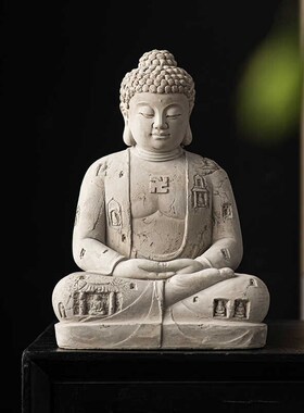 禅意乐山大佛佛水泥像摆件家居客厅玄关办公室装饰品鱼缸造景沉水