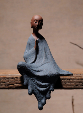 陶瓷创意家居桌面摆设可爱沙弥小和尚佛像客厅办公室摆件工艺礼品