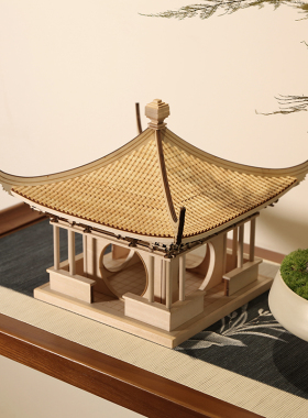 中式禅意中国风苏州园林古建筑木雕模型茶室样板间酒店茶几摆件