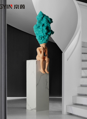 雕塑艺术品装饰样板间售楼处酒店坐姿抽象人物装置办公室落地摆件