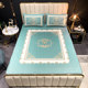 Latex mat three-piece set of ice silk mattress washable A machine washable air conditioning sheet summer blue mattress foldable