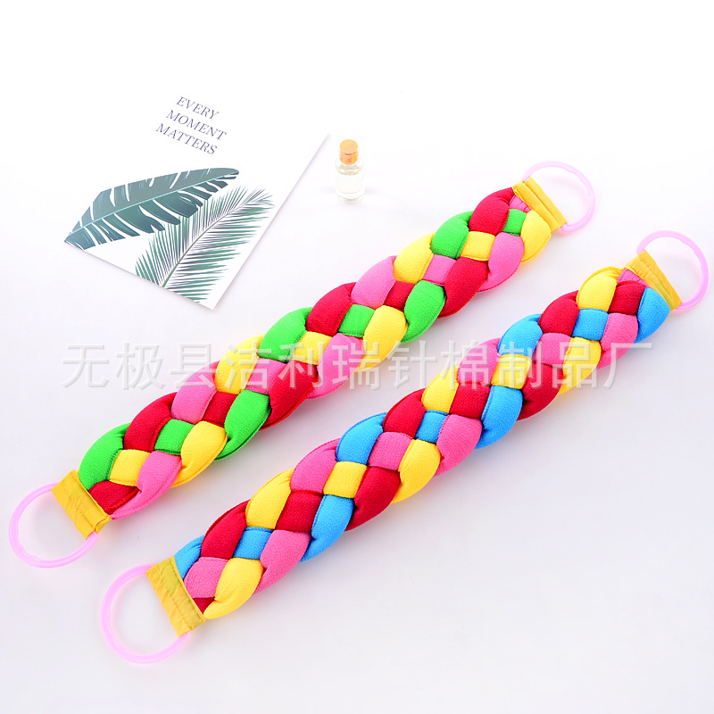 4股麻花辫拉背条搓澡巾搓背长条双面搓澡巾洗澡巾洗澡沐浴擦 - 图2