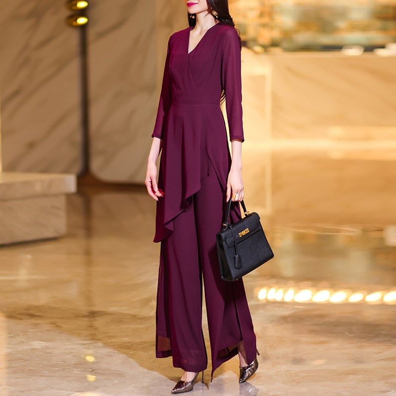 2025年新款春夏时尚减龄气质收腰显瘦两件套雪纺休闲Z阔腿套装女,淘宝优惠券,粉丝福利购,淘宝优惠卷