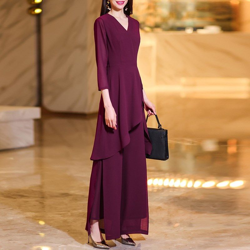 2025年新款春夏时尚减龄气质收腰显瘦两件套雪纺休闲Z阔腿套装女,淘宝优惠券,粉丝福利购,淘宝优惠卷