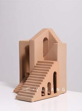 一匚现代简约纪念碑谷创意陶瓷摆件 样板间售楼处儿童房装饰品