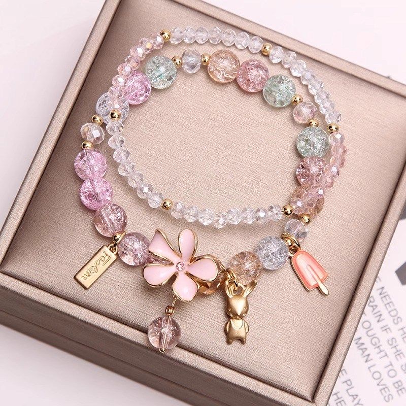 Loga.Py 女童水晶手链可爱简约森系闺蜜串珠手环手圈公主手串饰品,淘宝优惠券,粉丝福利购,淘宝优惠卷