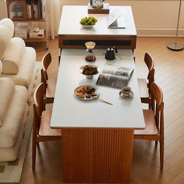 樱桃木全实木岛台餐桌一体家用小户型黑胡桃木可伸缩吧台岩板餐桌,淘宝优惠券,粉丝福利购,淘宝优惠卷