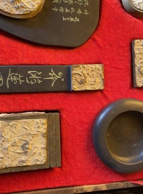精品燕子石化石砚台笔筒镇尺包邮摆件文房四宝学生收藏工艺品礼品
