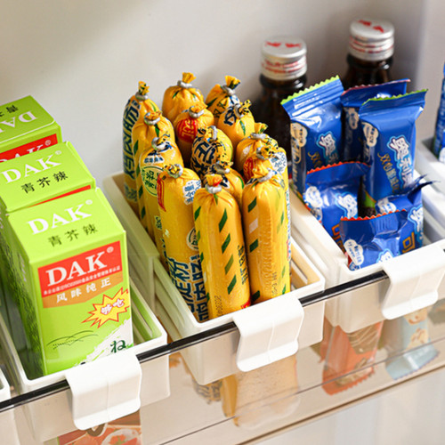 冰箱可伸缩小挂盒自由调节卡扣式冰箱侧门酱料包小零食整理小挂篮 - 图2