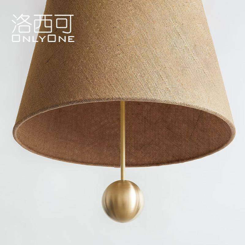 洛西可 法式复古亚麻布艺吊灯 中古简约餐厅客厅卧室岛台灯具,淘宝优惠券,粉丝福利购,淘宝优惠卷
