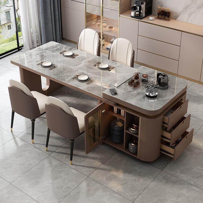 岛台餐桌轻奢高级感2025年新款倒台一体饭桌可伸缩带电磁炉吧台桌,淘宝优惠券,粉丝福利购,淘宝优惠卷