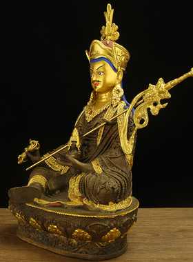 莲花生大士像 西藏教家用居家供奉摆件鎏金7寸10寸摆件