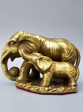 铜大象摆件一对铜吸水象家居办公室装饰工艺店铺开业礼品铜子母象